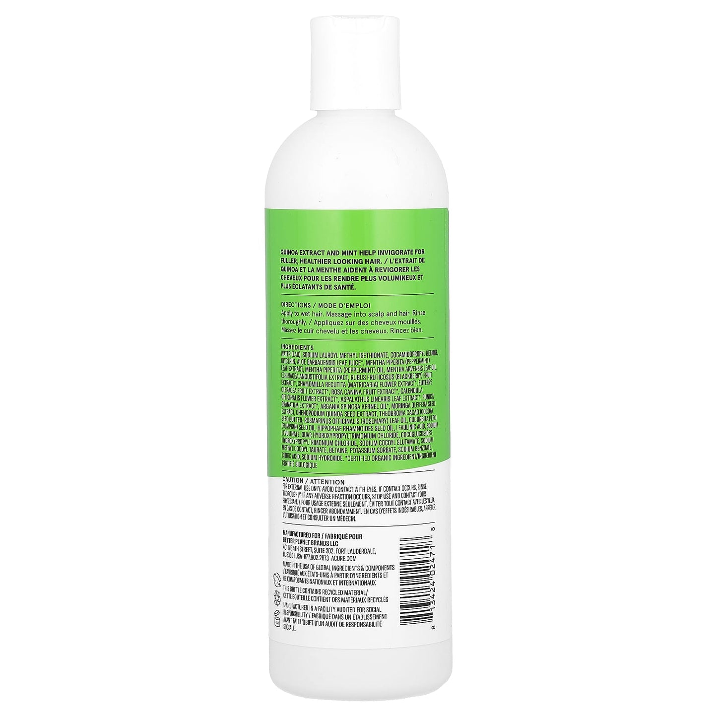 ACURE, Rejuvenate + Boost Shampoo, All Hair Types, Mint & Quinoa Extract, 12 fl oz (354 ml)