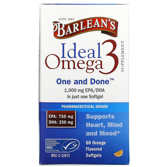 Barlean's-Ideal Omega 3-Orange -60 Softgels