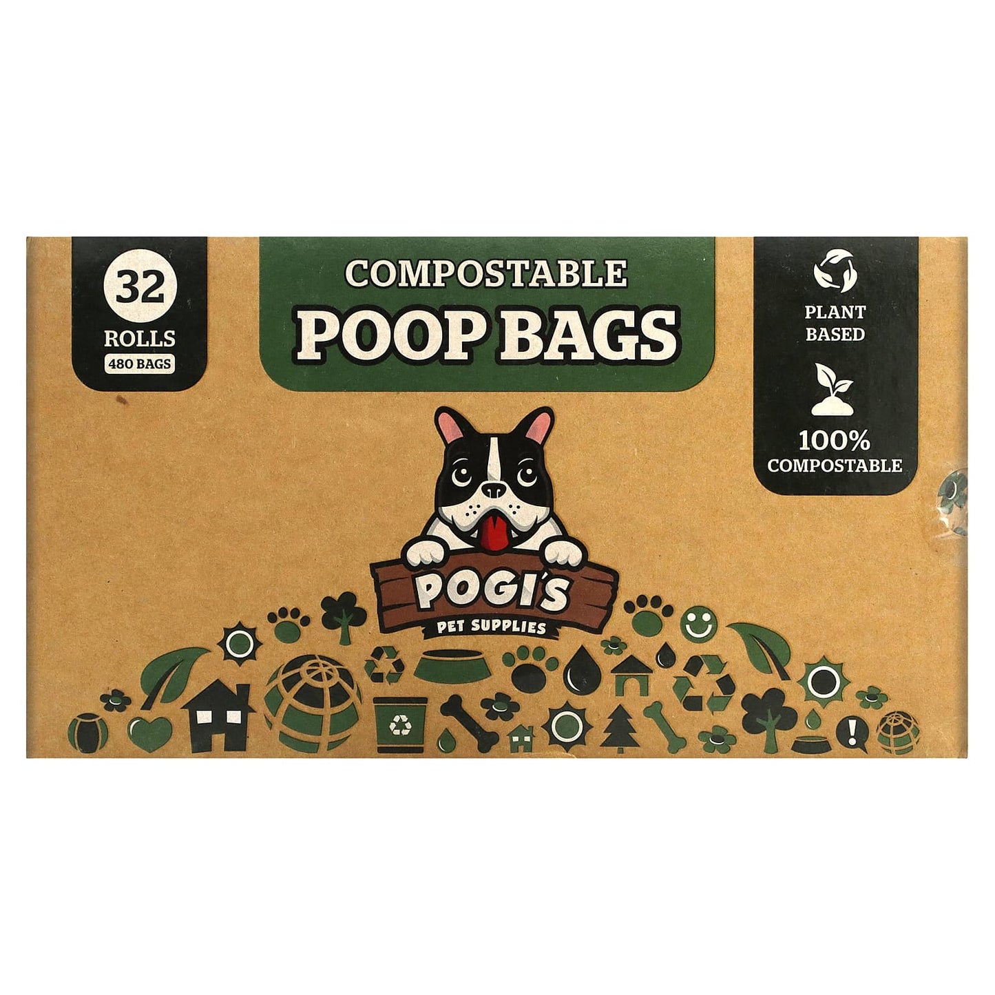 Pogi's Pet Supplies-Compostable Poop Bags-32 Rolls-480 Bags