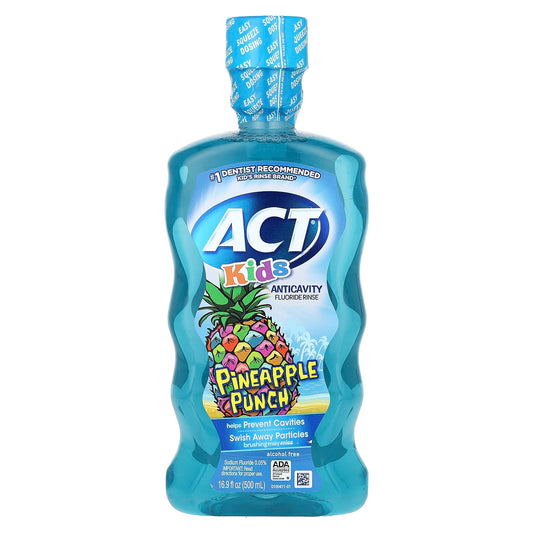 Act-Kids-Anticavity Fluoride Rinse-Alcohol Free-Pineapple Punch-16.9 fl oz (500 ml)