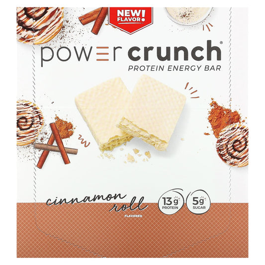 BNRG-Power Crunch Protein Energy Bar-Cinnamon Roll-12 Bars-1.4 oz (40 g) Each