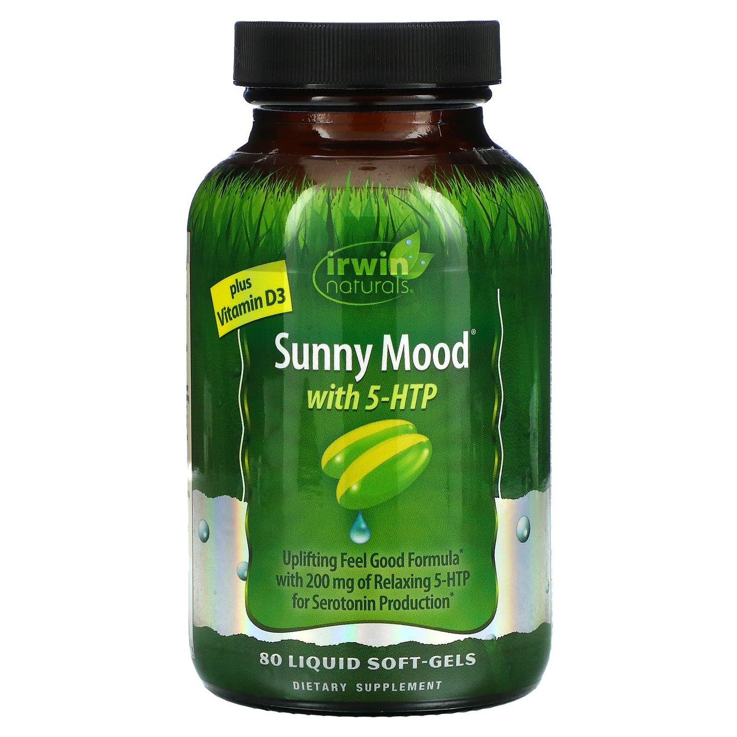 Irwin Naturals-Sunny Mood with 5-HTP-Plus Vitamin D3-80 Liquid Soft-Gels