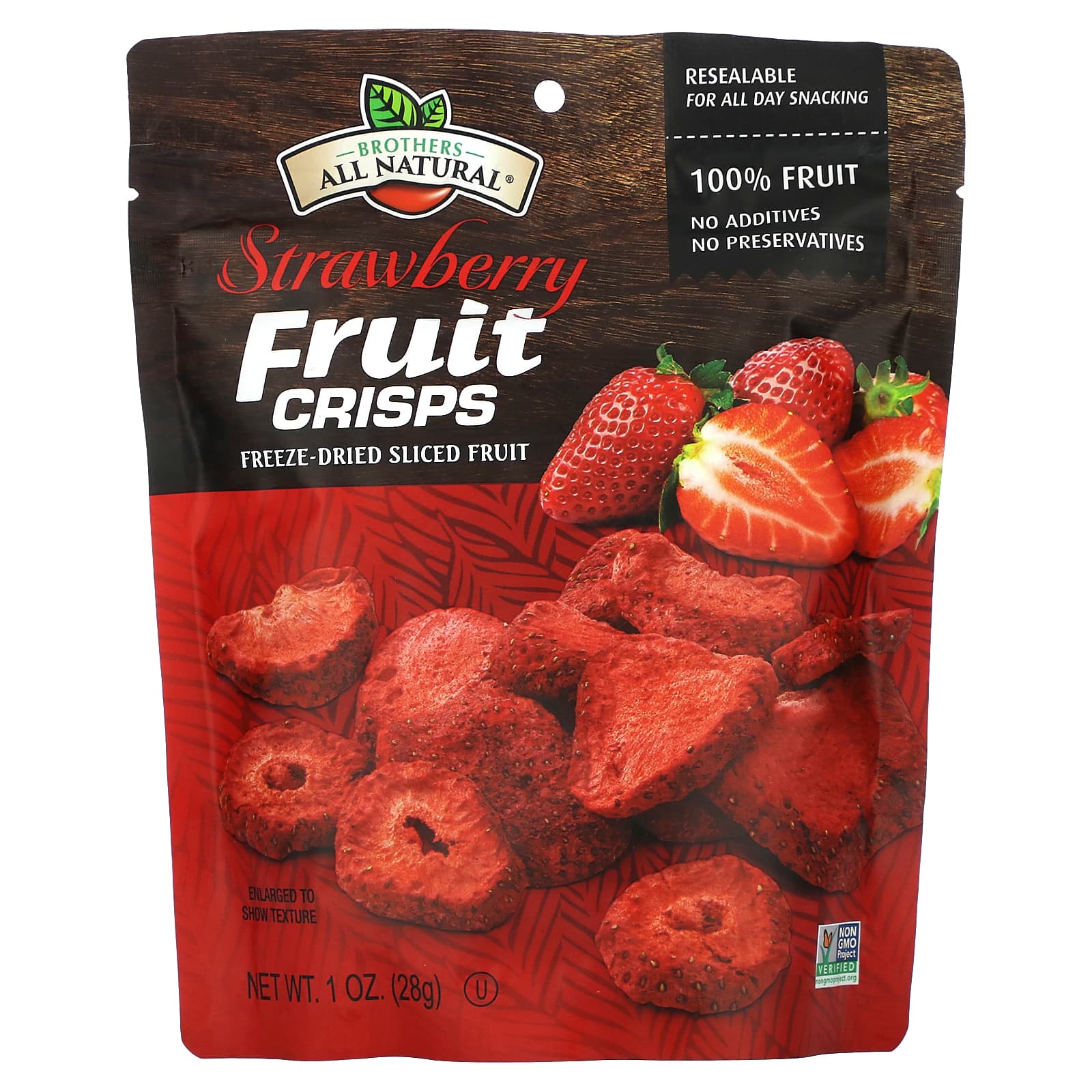 Brothers-All-Natural-Freeze Dried Sliced Fruit-Fruit Crisps-Strawberry-1 oz (28 g)