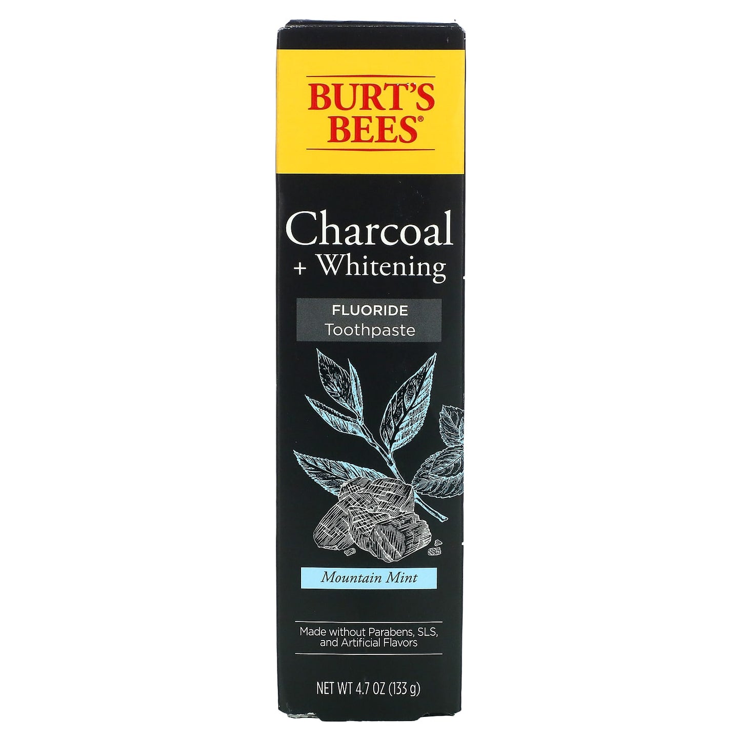 Burt's Bees, Charcoal + Whitening, Fluoride Toothpaste, Mountain Mint, 4.7 oz (133 g)