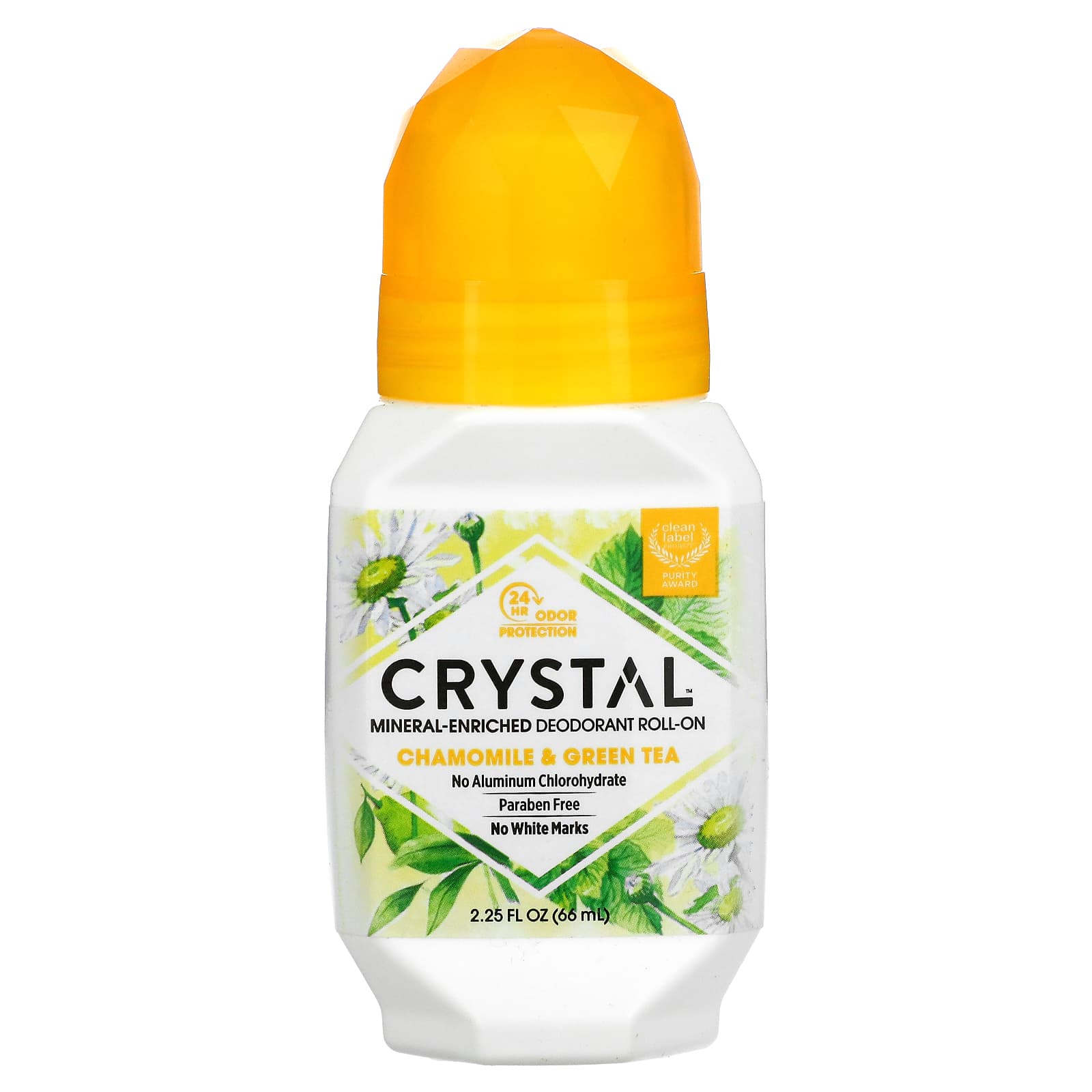 Crystal-Mineral-Enriched Deodorant Roll-On-Chamomile & Green Tea-2.25 fl oz (66 ml)