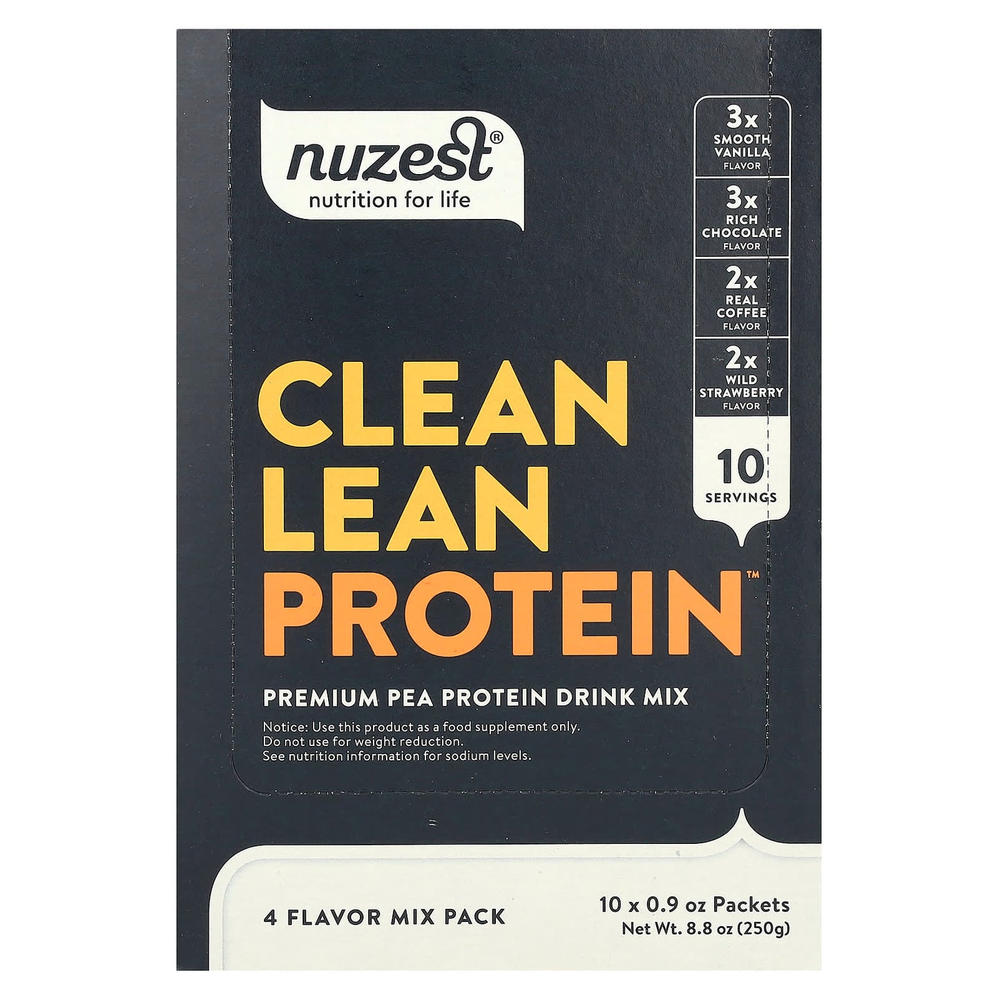 Nuzest-Clean Lean Protein-4 Flavor Mix Pack-10 Packets-0.9 oz (25 g) Each