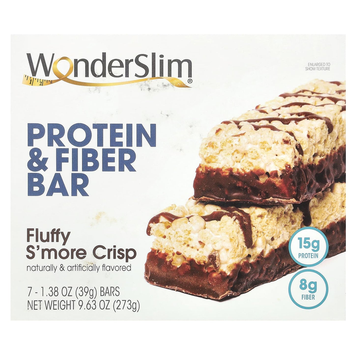 WonderSlim-Protein & Fiber Bar-Fluffy S'more Crisp-7 Bars-1.38 oz (39 g) Each