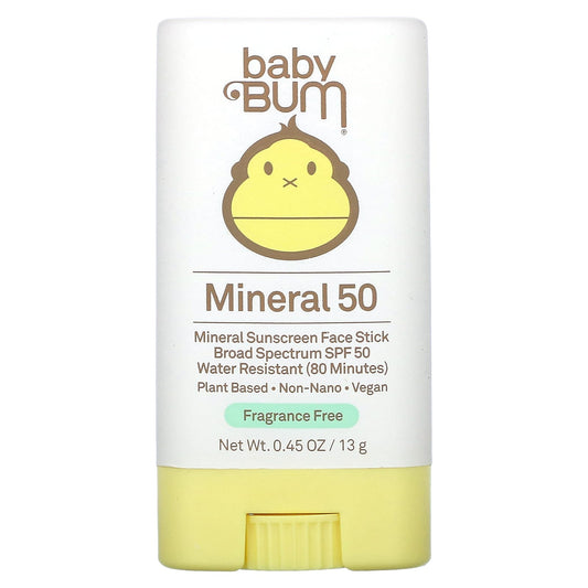 Sun Bum-Mineral Sunscreen Face Stick-SPF 50-Fragrance Free-0.45 oz (13 g)