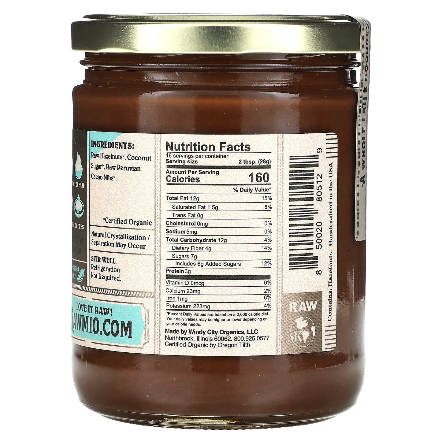 Rawmio, Chocolate Hazelnut Spread, 16 oz (454 g)