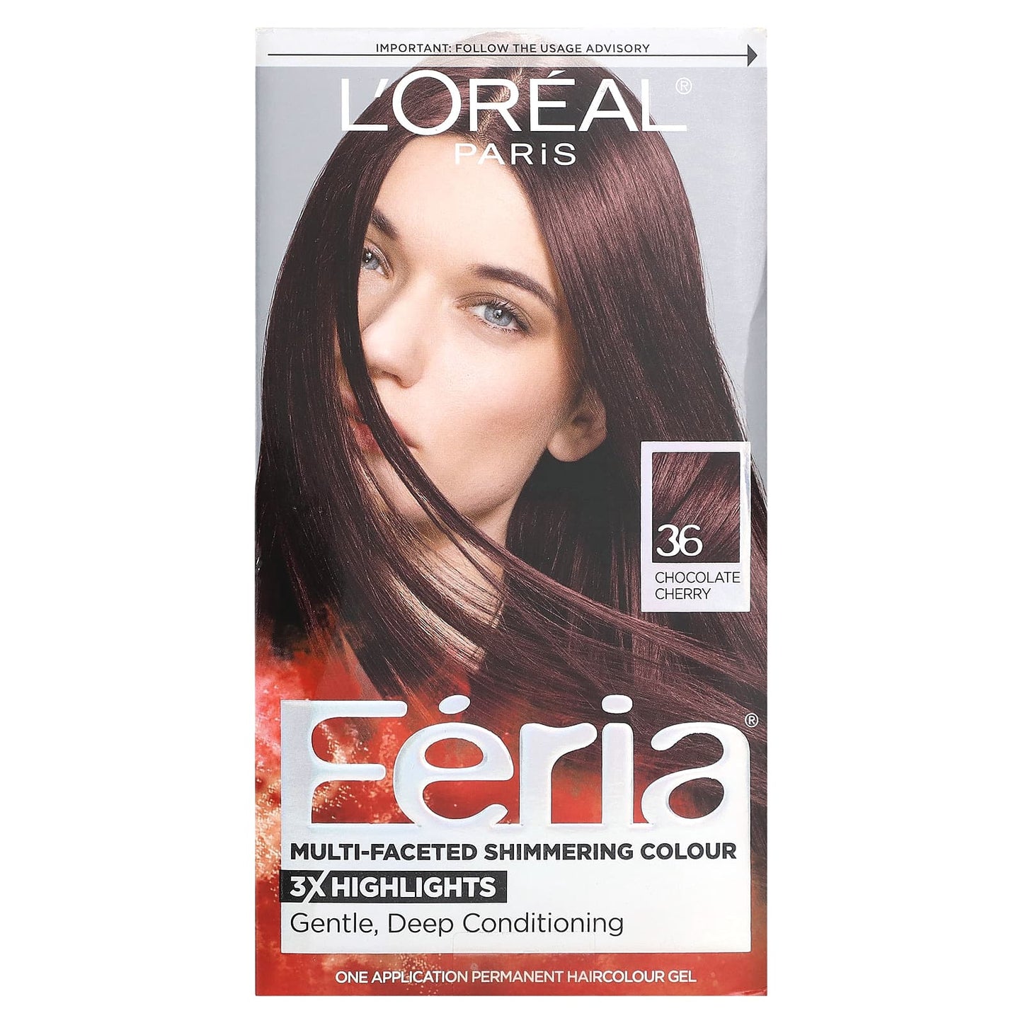 L'Oréal-Feria-Multi-Faceted Shimmering Colour-36 Chocolate Cherry-1 Application