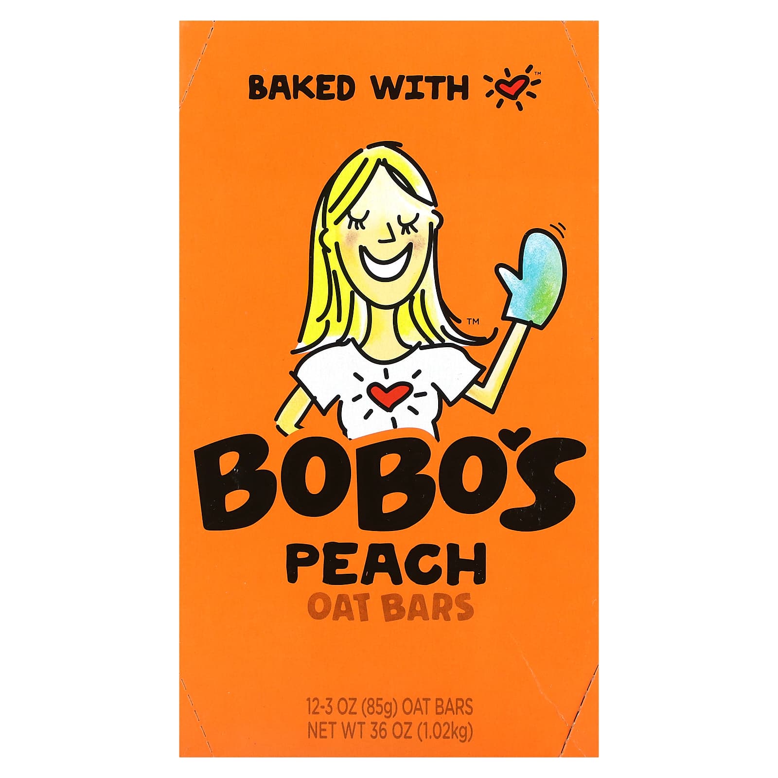 Bobo's Oat Bars-Peach Oat Bars-12 Bars-3 oz (85 g) Each