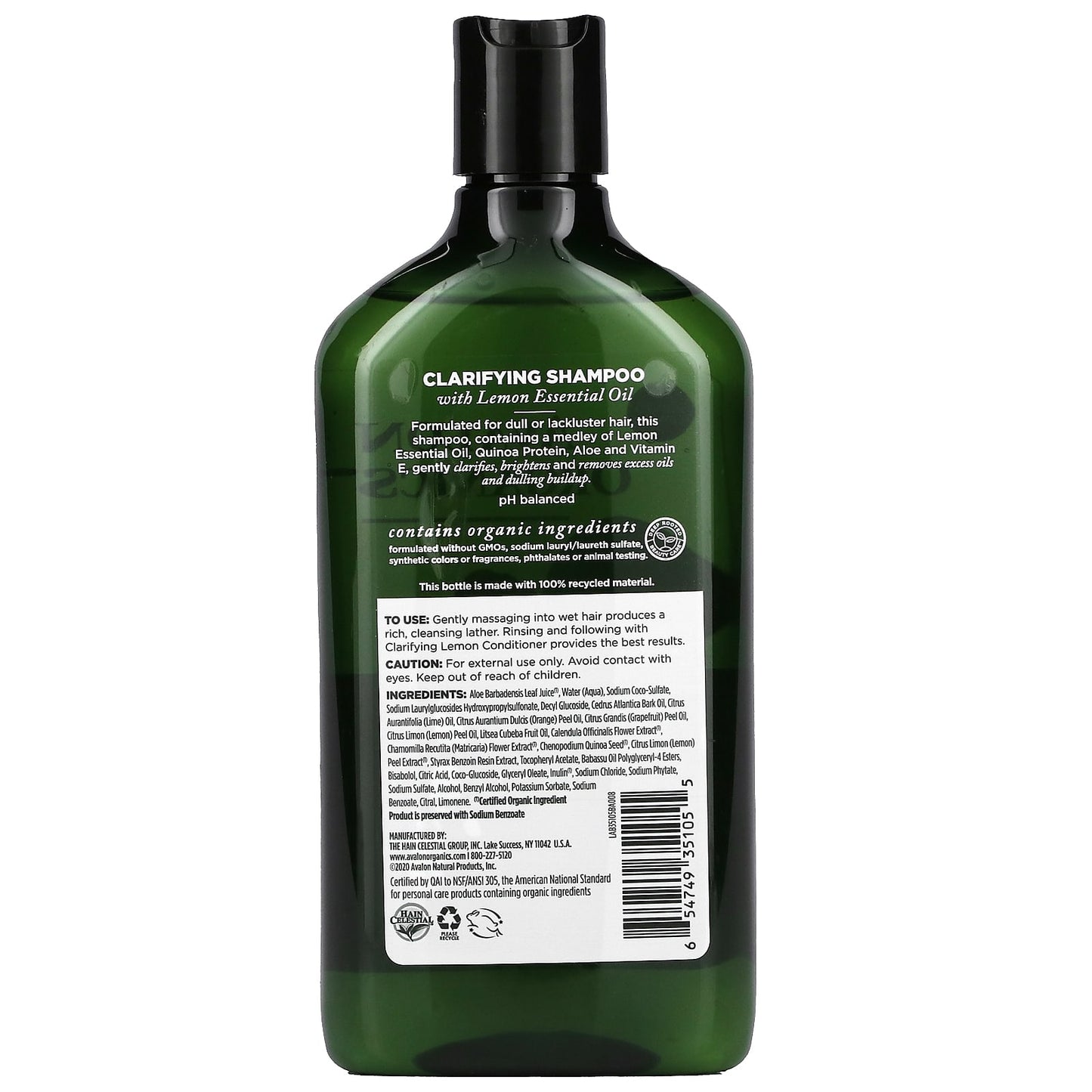 Avalon Organics, Shampoo, Clarifying Lemon, 11 fl oz (325 ml)