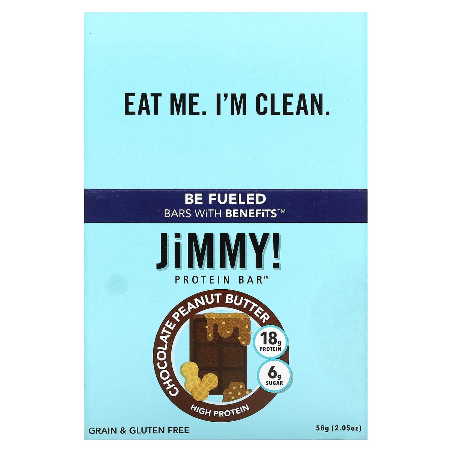 JiMMY!-Be Fueled Bars With Benefits-Chocolate Peanut Butter-12 Protein Bars-2.05 (58 g) Each