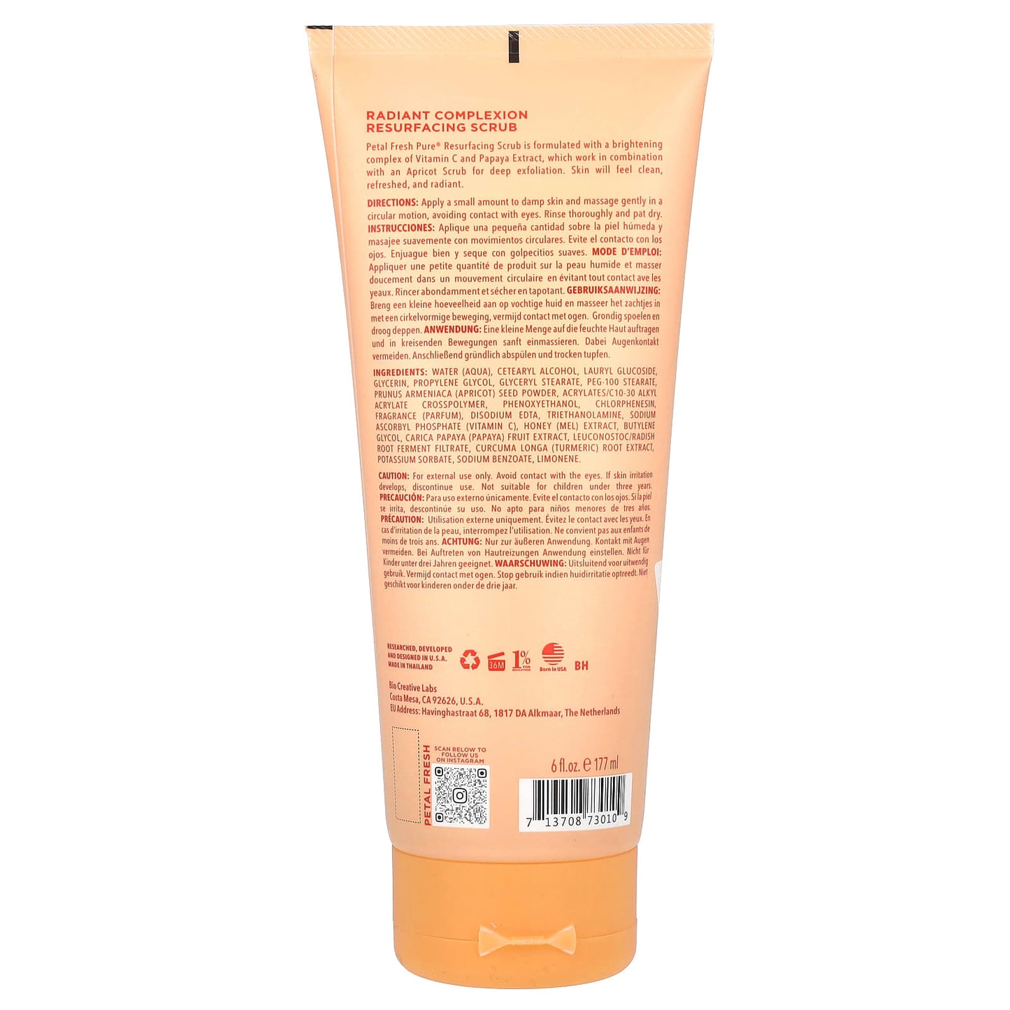 Petal Fresh, Pure, Resurfacing Scrub, Radiant Complexion, Papaya, 6 fl oz (177 ml)