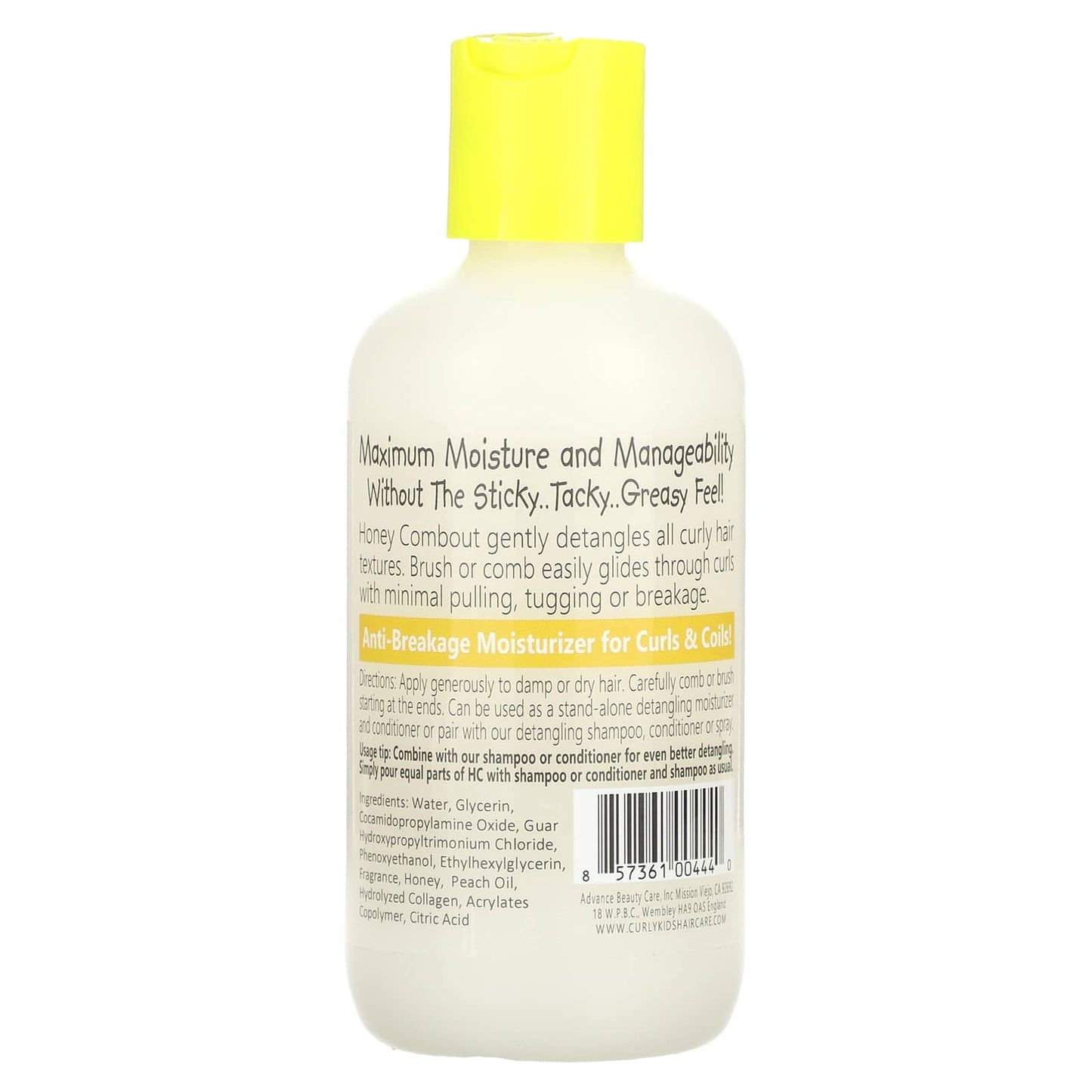 CurlyKids, Honey Combout Moisturizing Detangler, Honey Peach, 6 fl oz (180 ml)