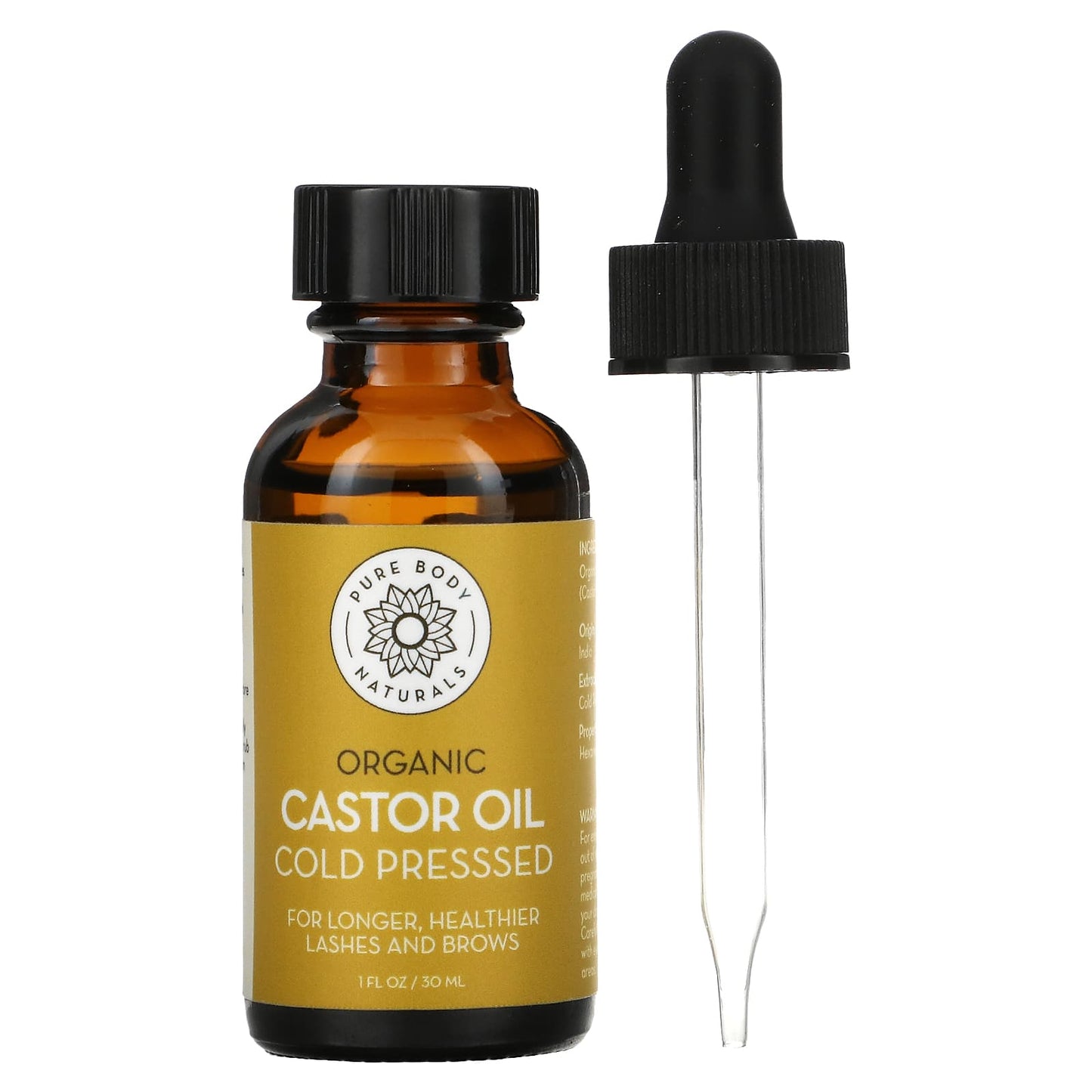 Pure Body Naturals, Organic Cold Pressed Castor Oil Kit, 1 fl oz (30 ml)