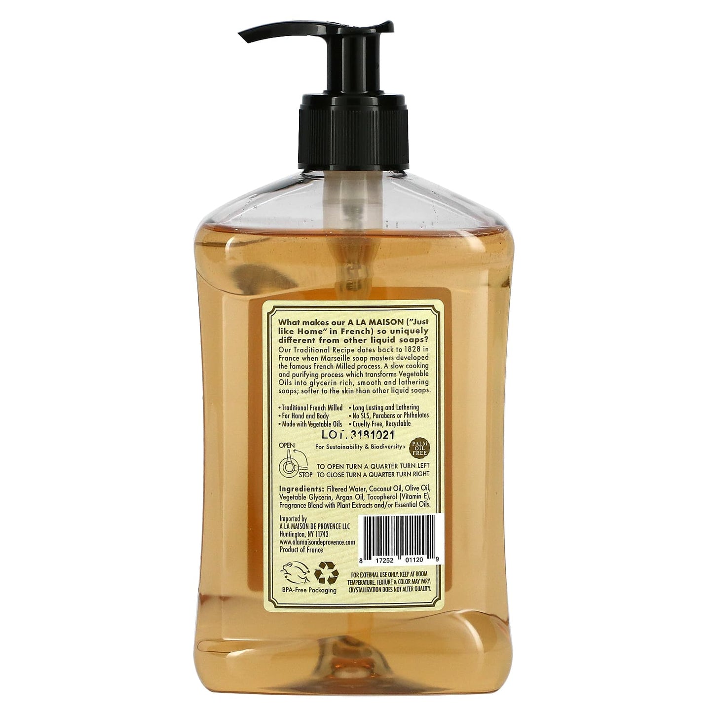 A La Maison de Provence, Liquid Soap For Hand & Body, Pure Coconut, 16.9 fl oz (500 ml)