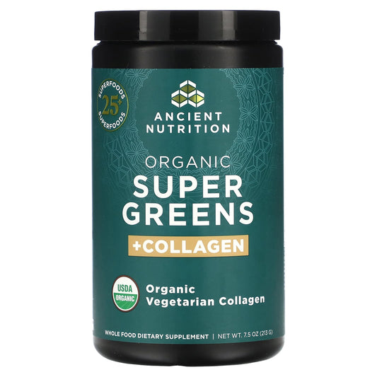 Ancient Nutrition-Organic Super Greens + Collagen-7.5 oz (213 g)