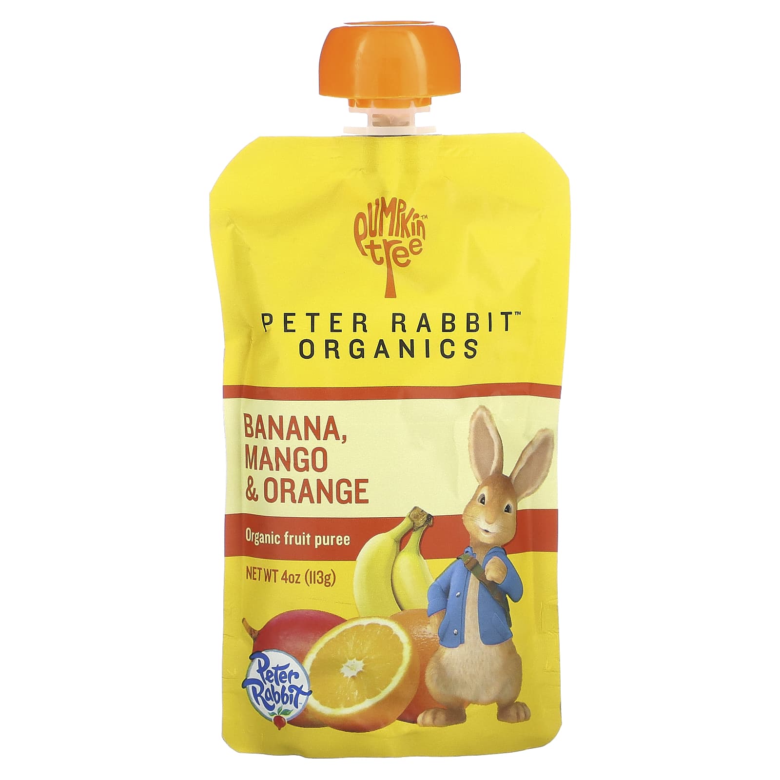 Pumpkin Tree Organics-Peter Rabbit Organics-Organic Fruit Puree-Banana-Mango & Orange-4 oz (113 g)