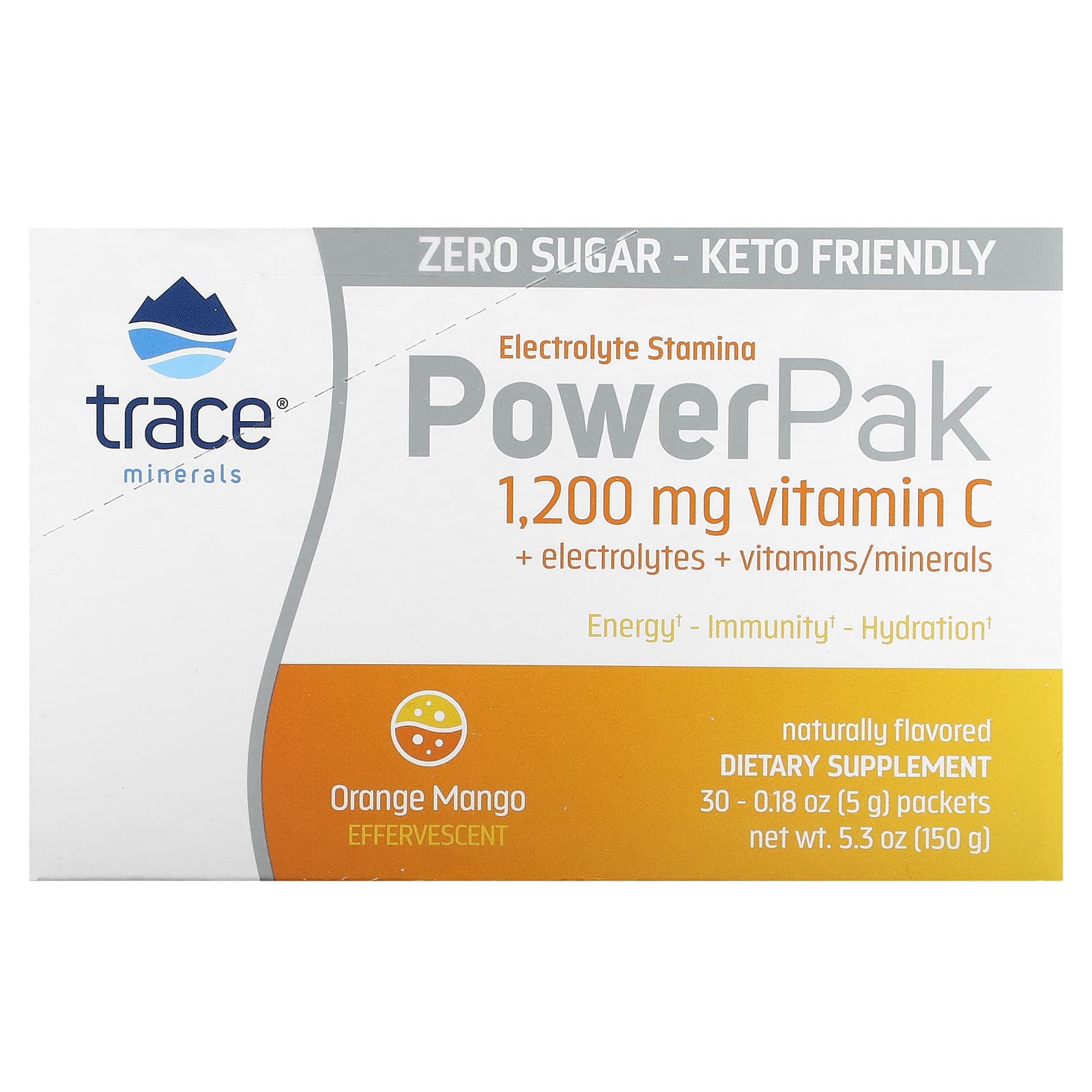 Trace Minerals ®-PowerPak-Orange Mango-30 Packets-0.18 oz (5 g) Each