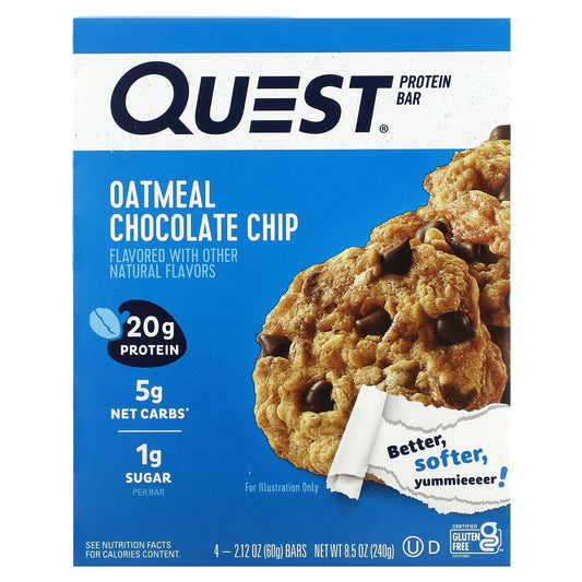 Quest Nutrition-Protein Bar-Oatmeal Chocolate Chip-4 Bars-2.12 oz (60 g) Each