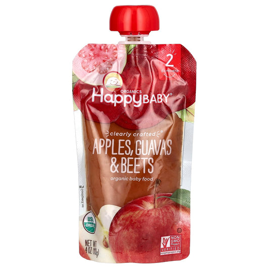 Happy Family Organics-Happy Baby-Organic Baby Food-6+ Months-Apples-Guavas-& Beets-4 oz (113 g)