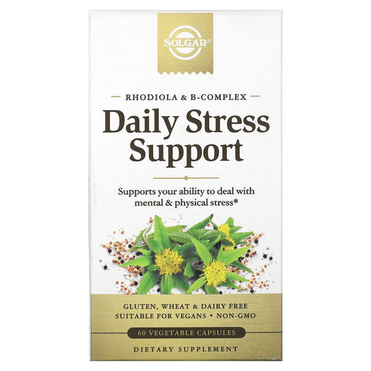 Solgar-Rhodiola & B-Complex-Daily Stress Support-60 Vegetable Capsules