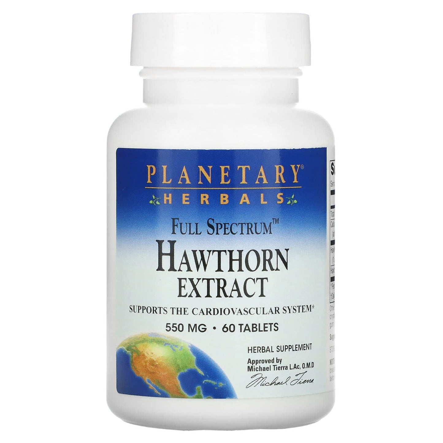 Planetary Herbals-Full Spectrum Hawthorn Extract-550 mg-60 Tablets