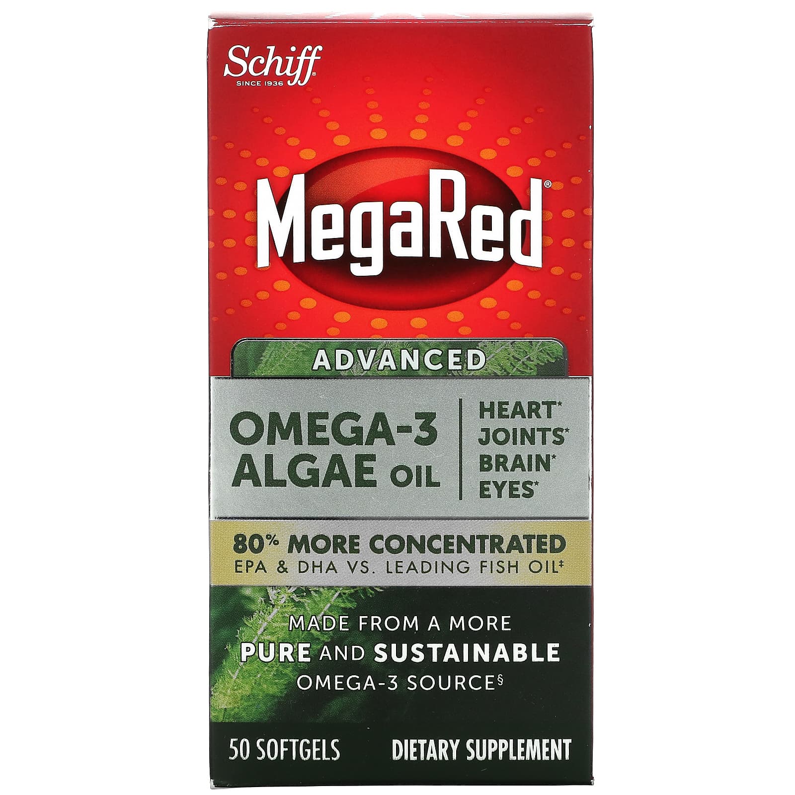 Schiff-MegaRed-Advanced Omega-3 Algae Oil-50 Softgels