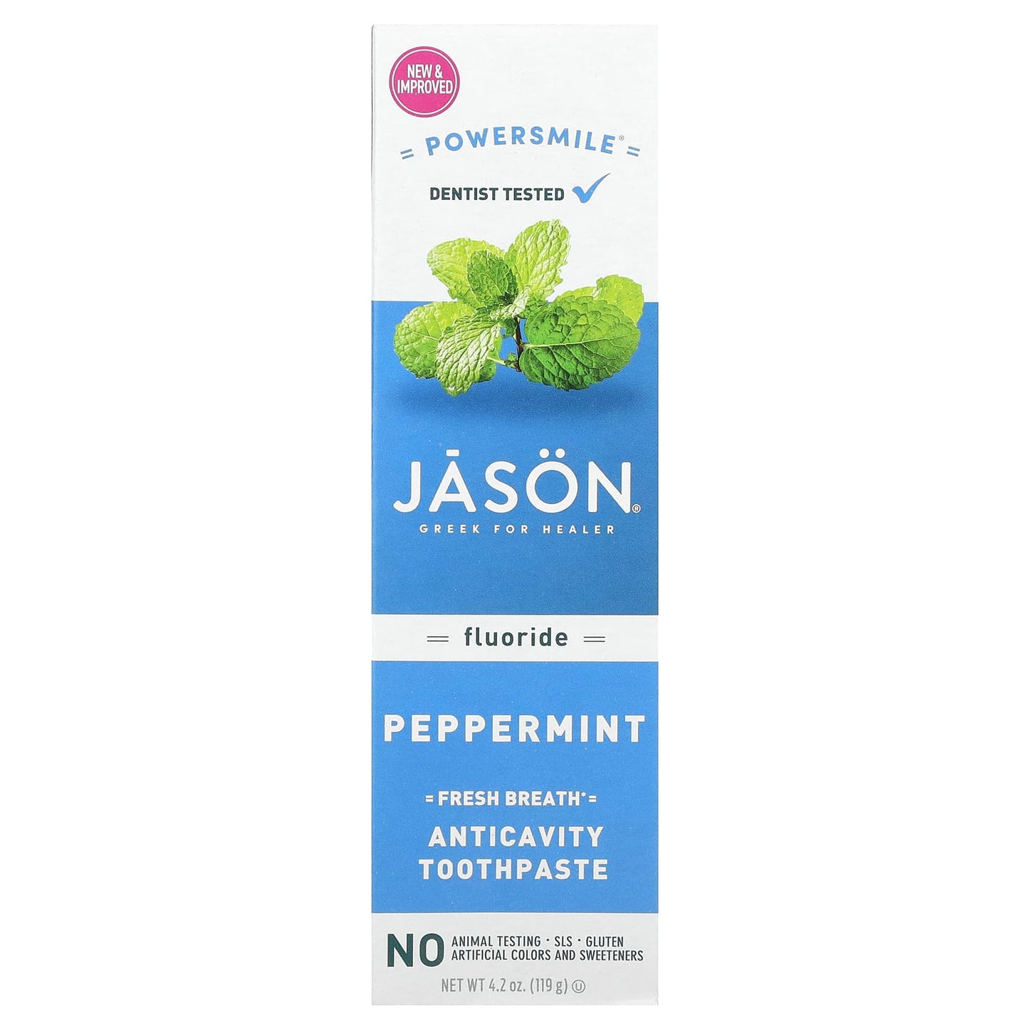 Jason Natural-Powersmile-Fresh Breath Anticavity Toothpaste-Peppermint-4.2 oz (119 g)