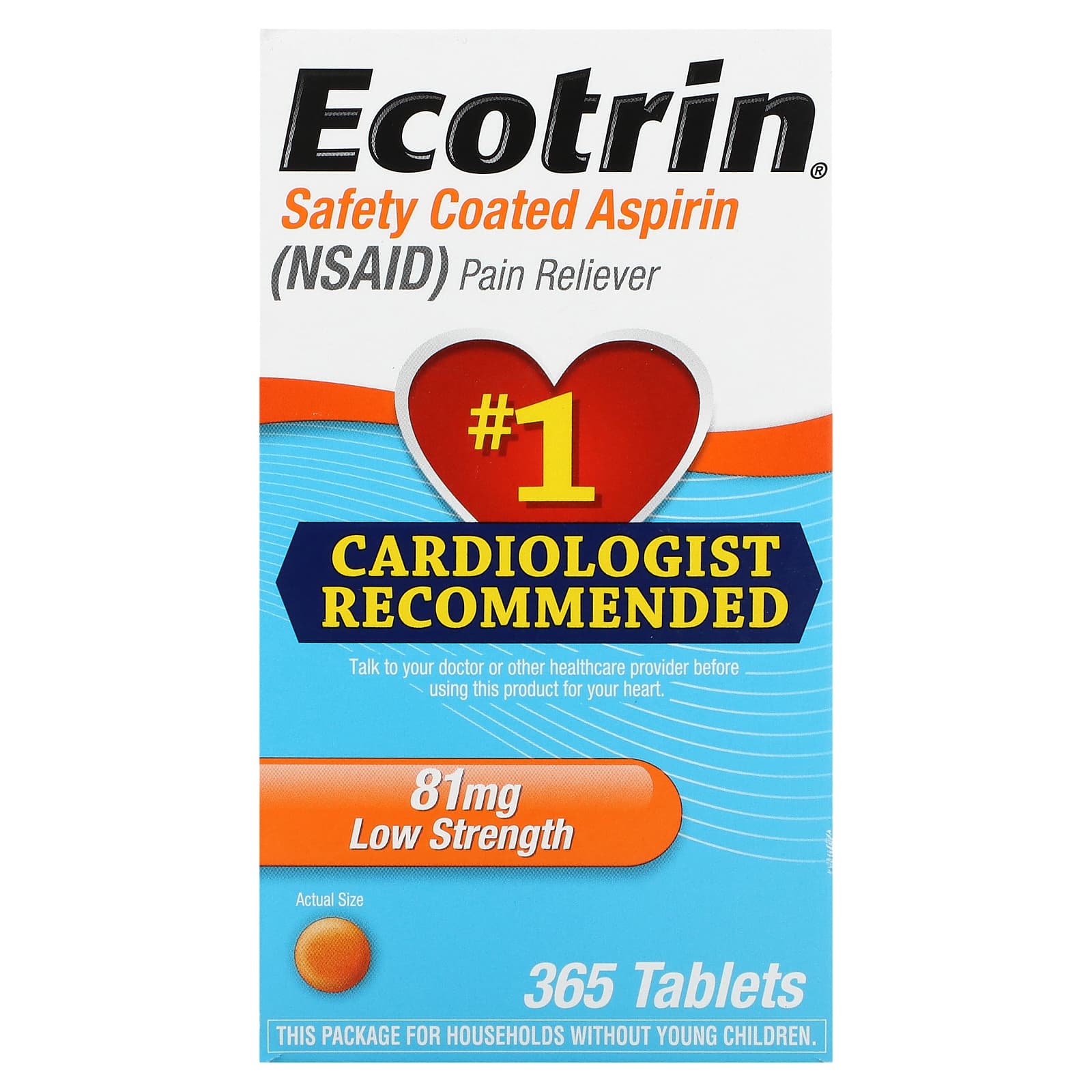 Ecotrin-Safety Coated Aspirin-Low Strength-81 mg-365 Tablets