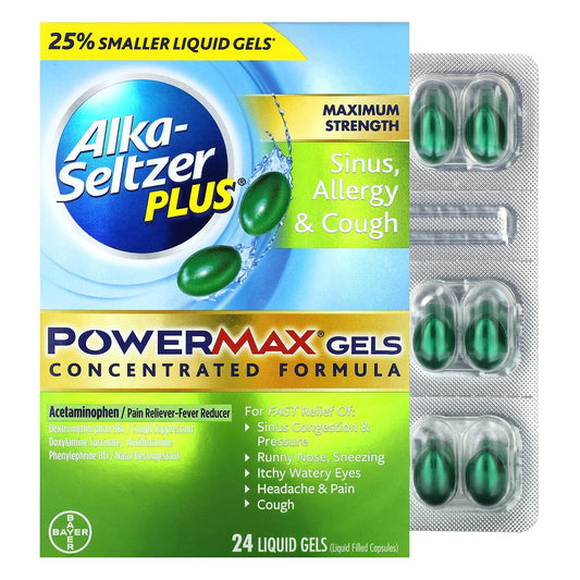 Alka-Seltzer Plus-Sinus-Allergy & Cough PowerMax Gels-Maximum Strength-24 Liquid Gels