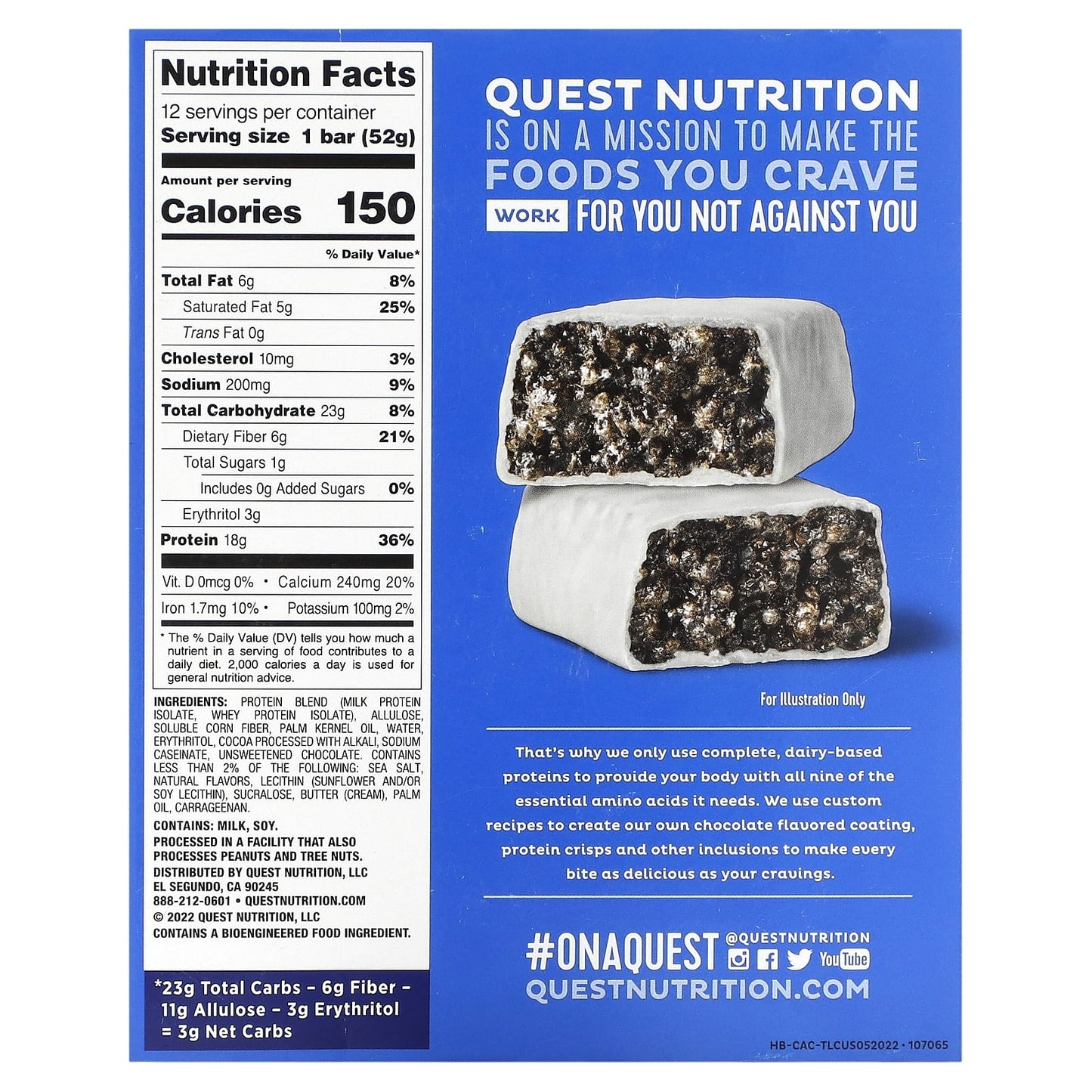 Quest Nutrition, Hero Protein Bar, Crispy Cookies & Cream, 12 Bars, 1.83 oz (52 g) Each