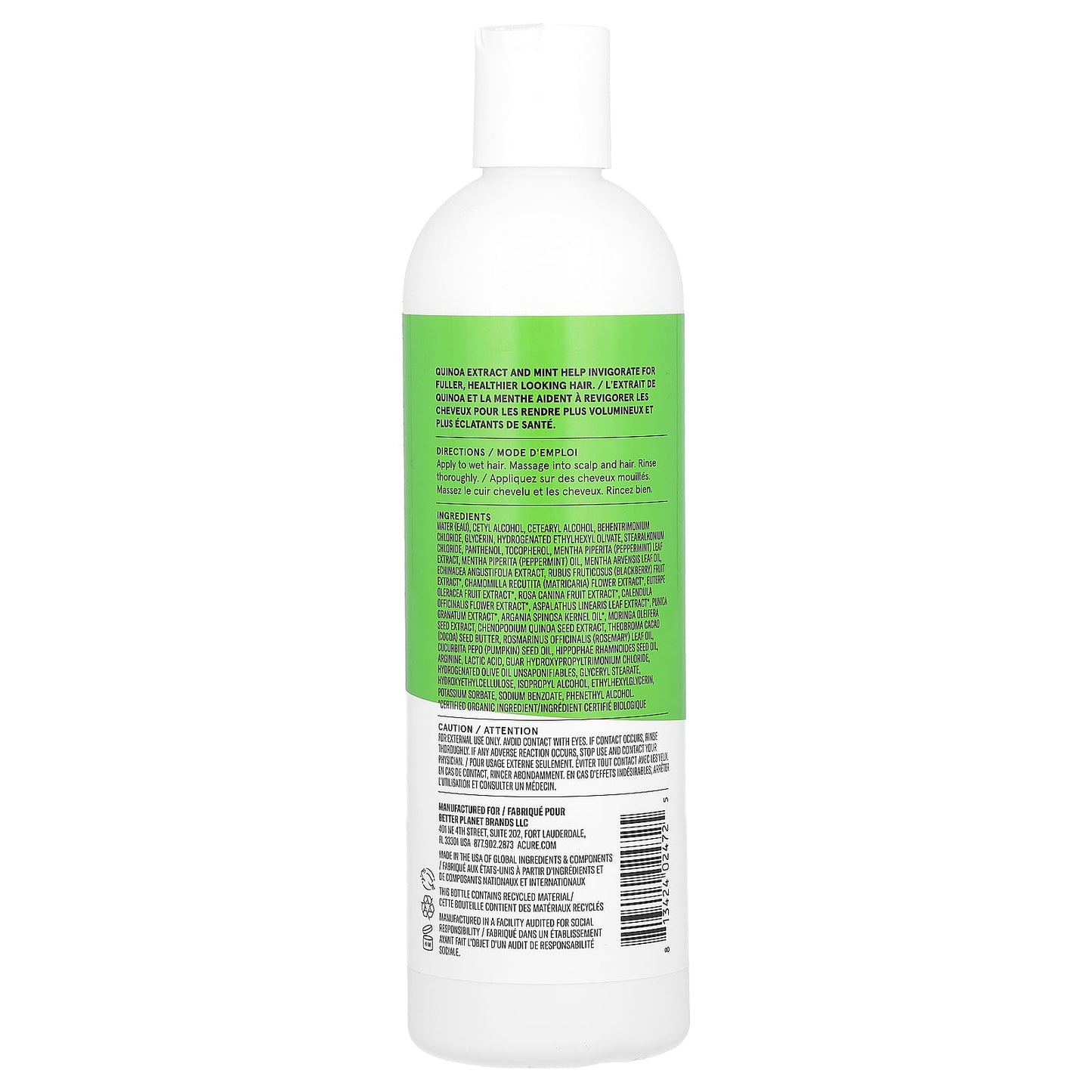 ACURE, Rejuvenate + Boost Conditioner, All Hair Types, Mint & Quinoa Extract, 12 fl oz (354 ml)