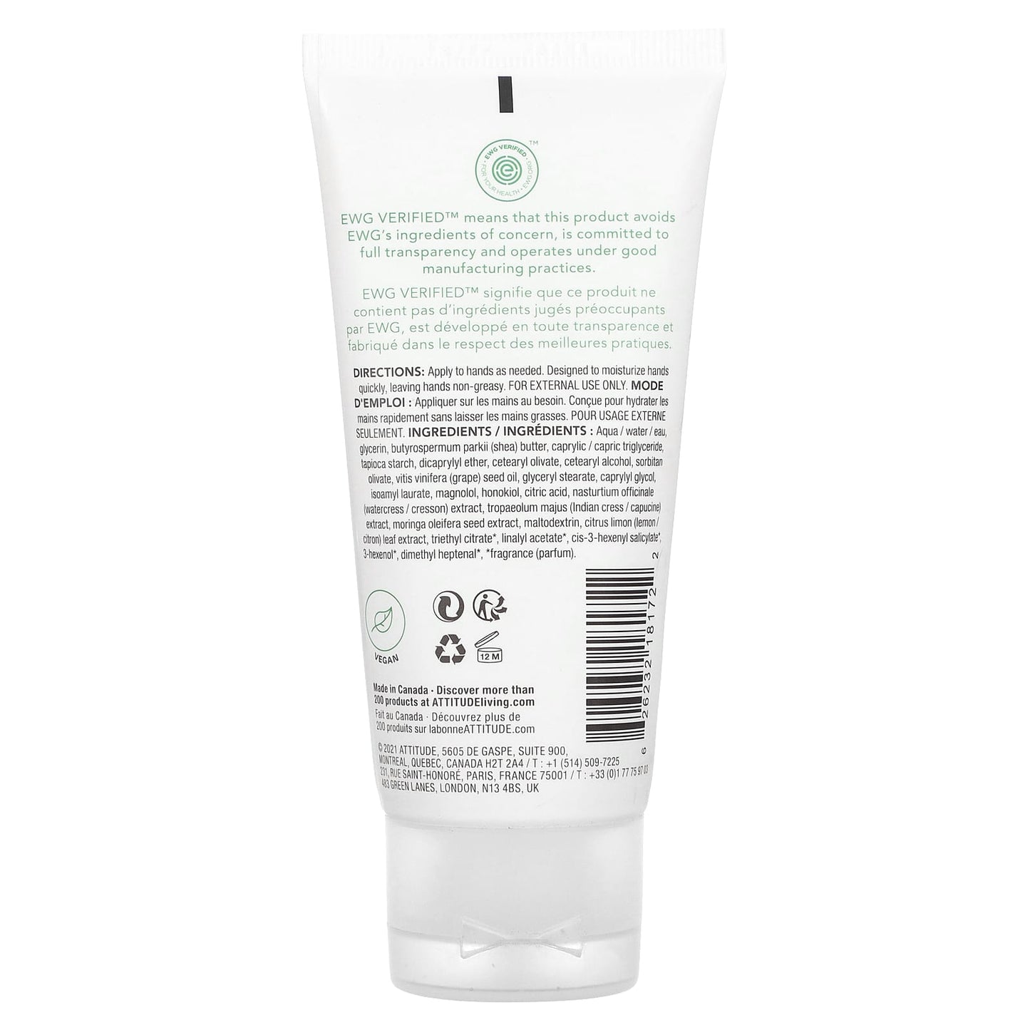 ATTITUDE, Super Leaves Science, Hand Cream, Lemon Leaves, 2.5 fl oz (75 ml)