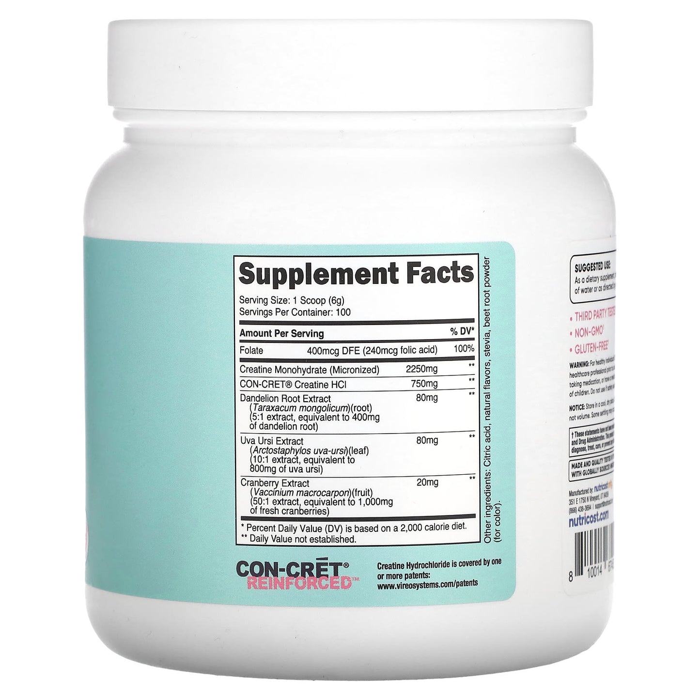 Nutricost, Women, Creatine, Strawberry Lemonade, 1.3 lb (570 g)