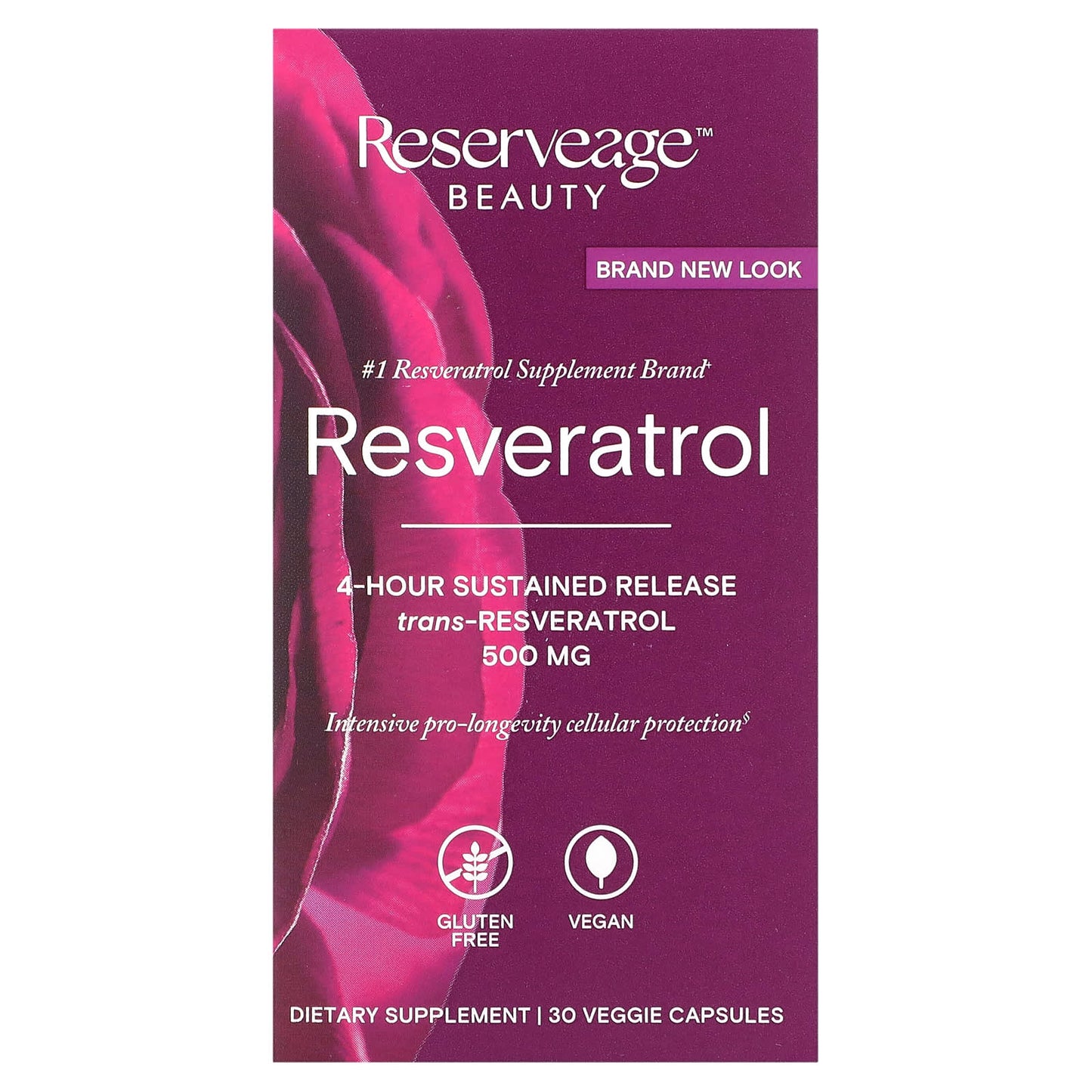 Reserveage Nutrition-Resveratrol-4-Hour Sustained Release-500 mg-30 Veggie Capsules