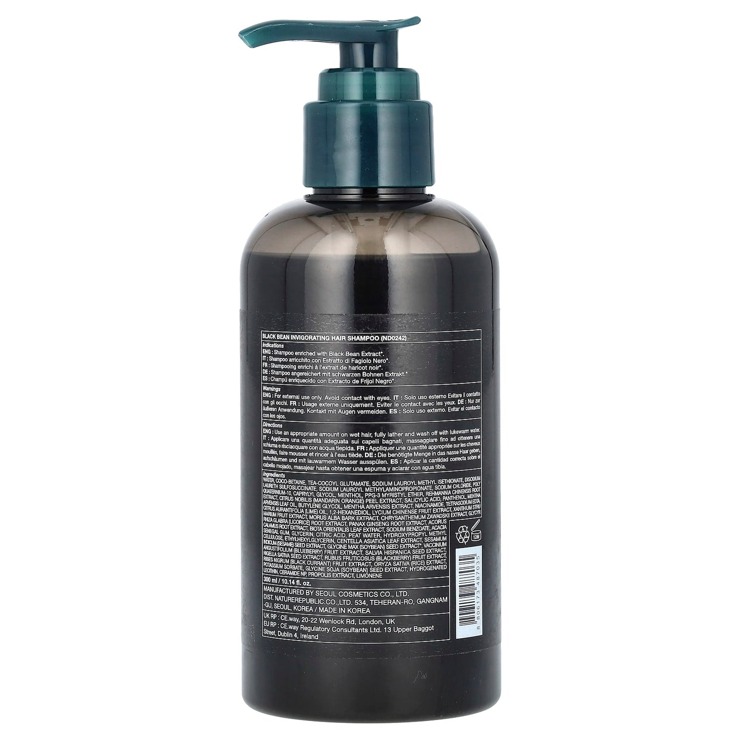 Nature Republic, Black Bean, Invigorating Hair Shampoo, For All Types of Hair, 10.14 fl oz (300 ml)