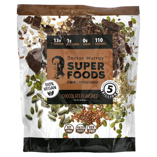 Dr. Murray's-Superfoods-3 Seed Protein Powder-Chocolate-2 lbs (908 g)