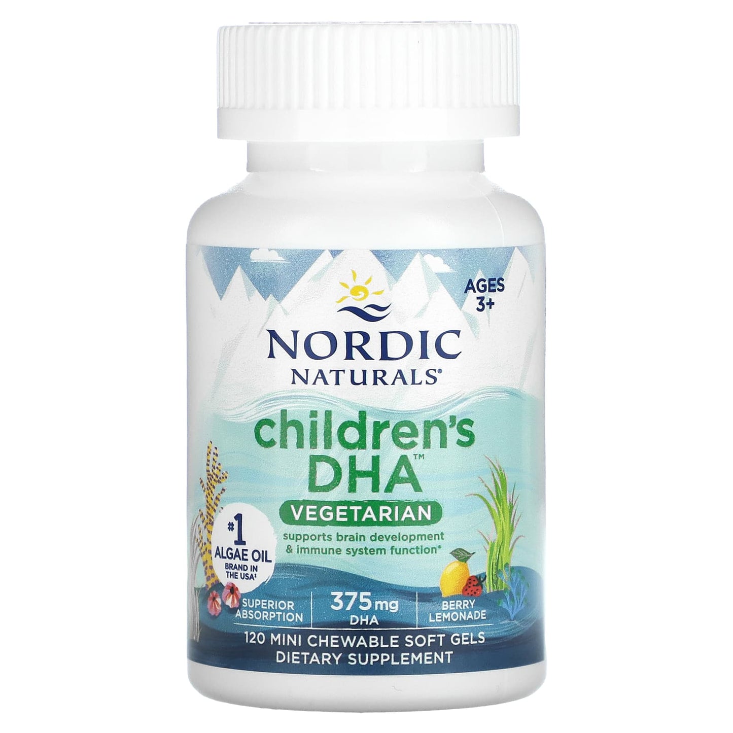 Nordic Naturals, Children's DHA, Ages 3+, Berry Lemonade, 375 mg, 120 Mini Chewable Soft Gels