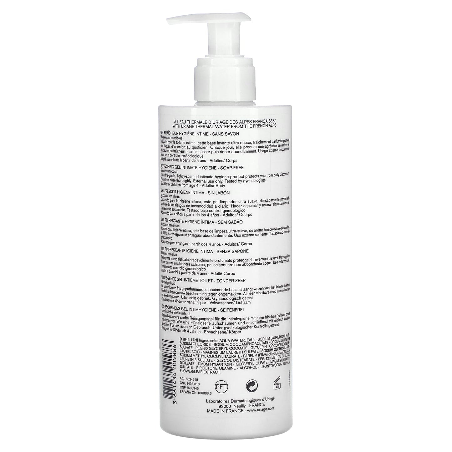 Uriage, Gyn-Phy, Refreshing Gel Intimate Hygiene, 17 fl oz (500 ml)