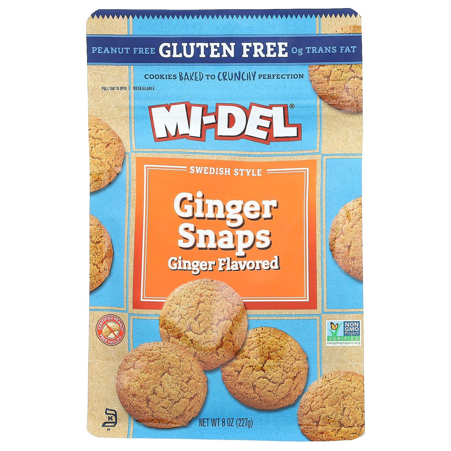 Mi-Del Cookies-Swedish Style Ginger Snaps-Ginger -8 oz (227 g)