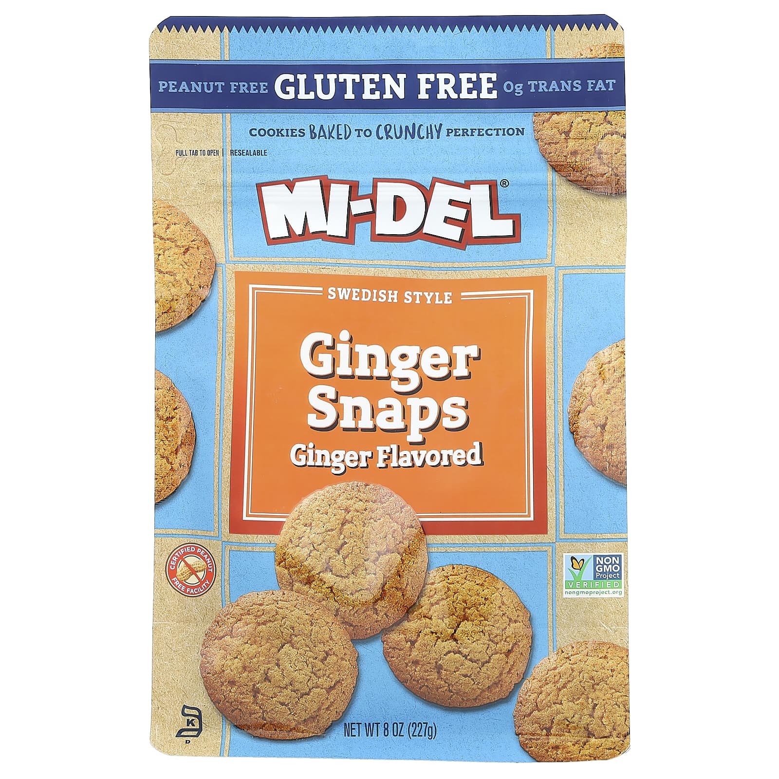 Mi-Del Cookies-Swedish Style Ginger Snaps-Ginger -8 oz (227 g)