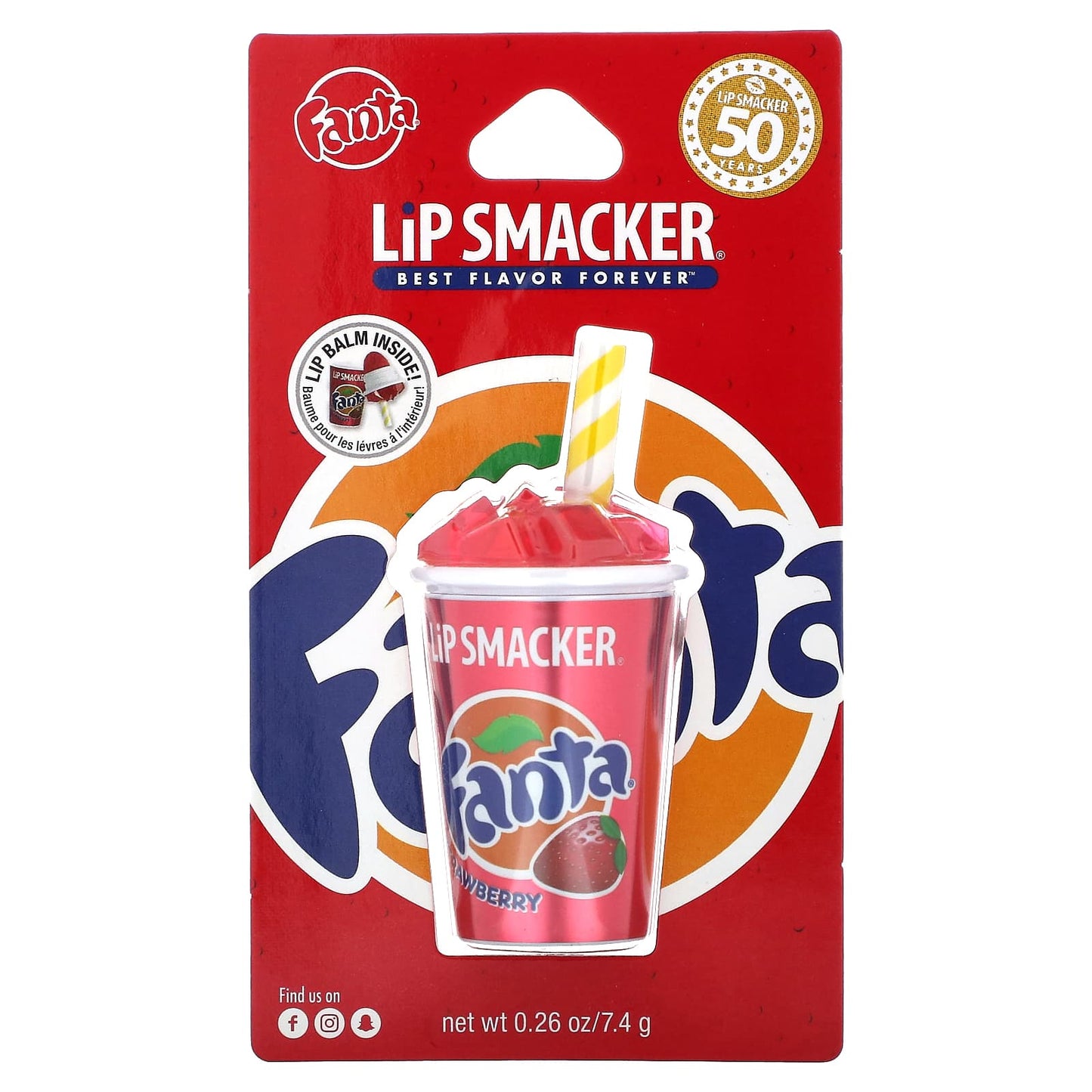 Lip Smacker, Fanta, Lip Balm, Strawberry, 0.26 oz (7.4 g)