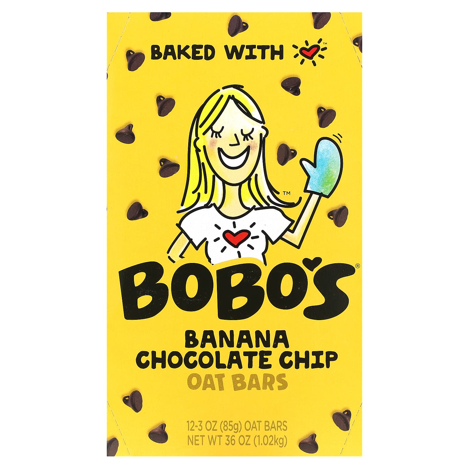 Bobo's Oat Bars-Banana Chocolate Chip-12 Bars-3 oz (85 g) Each