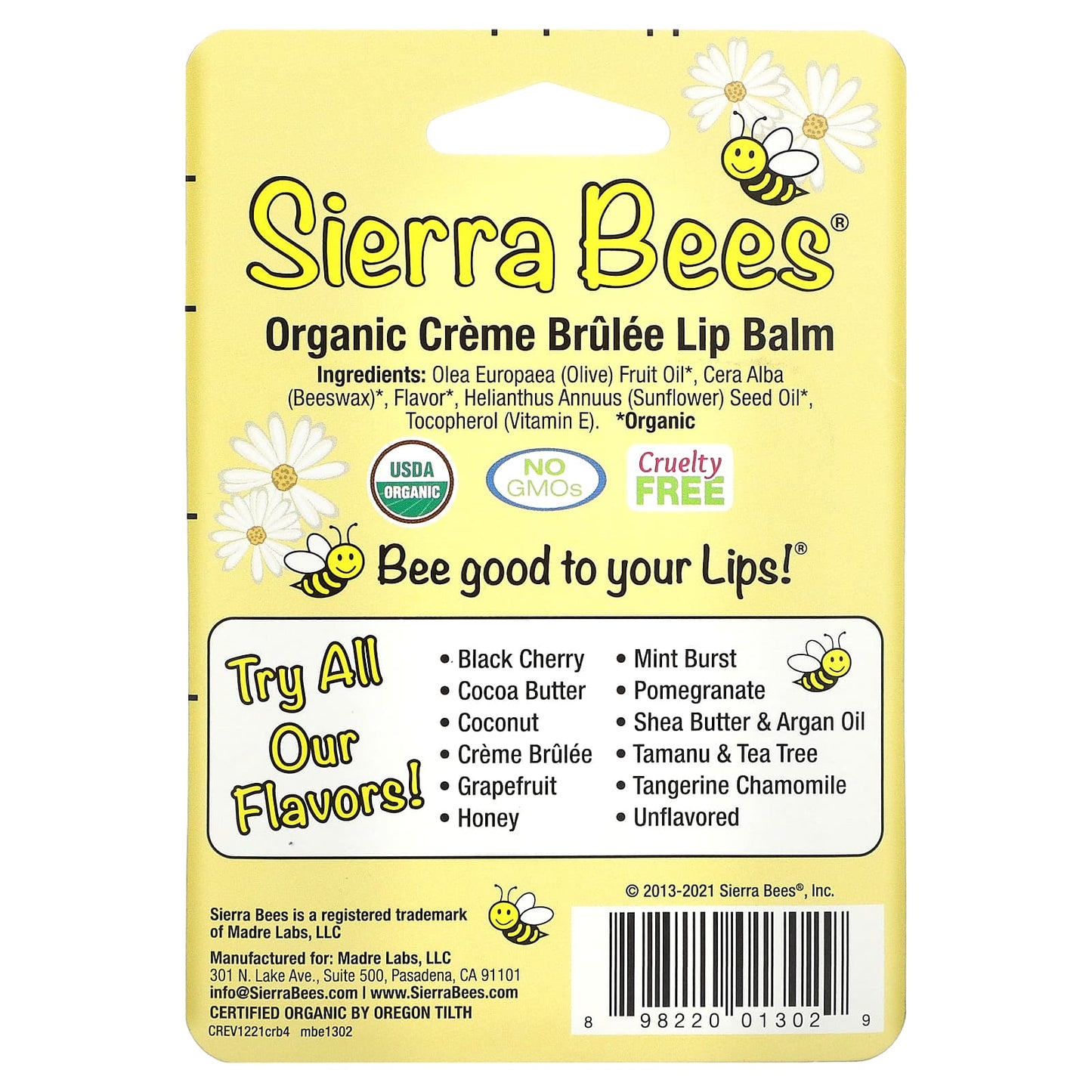 Sierra Bees, Organic Lip Balms, Creme Brulee, 4 Pack, 0.15 oz (4.25 g) Each