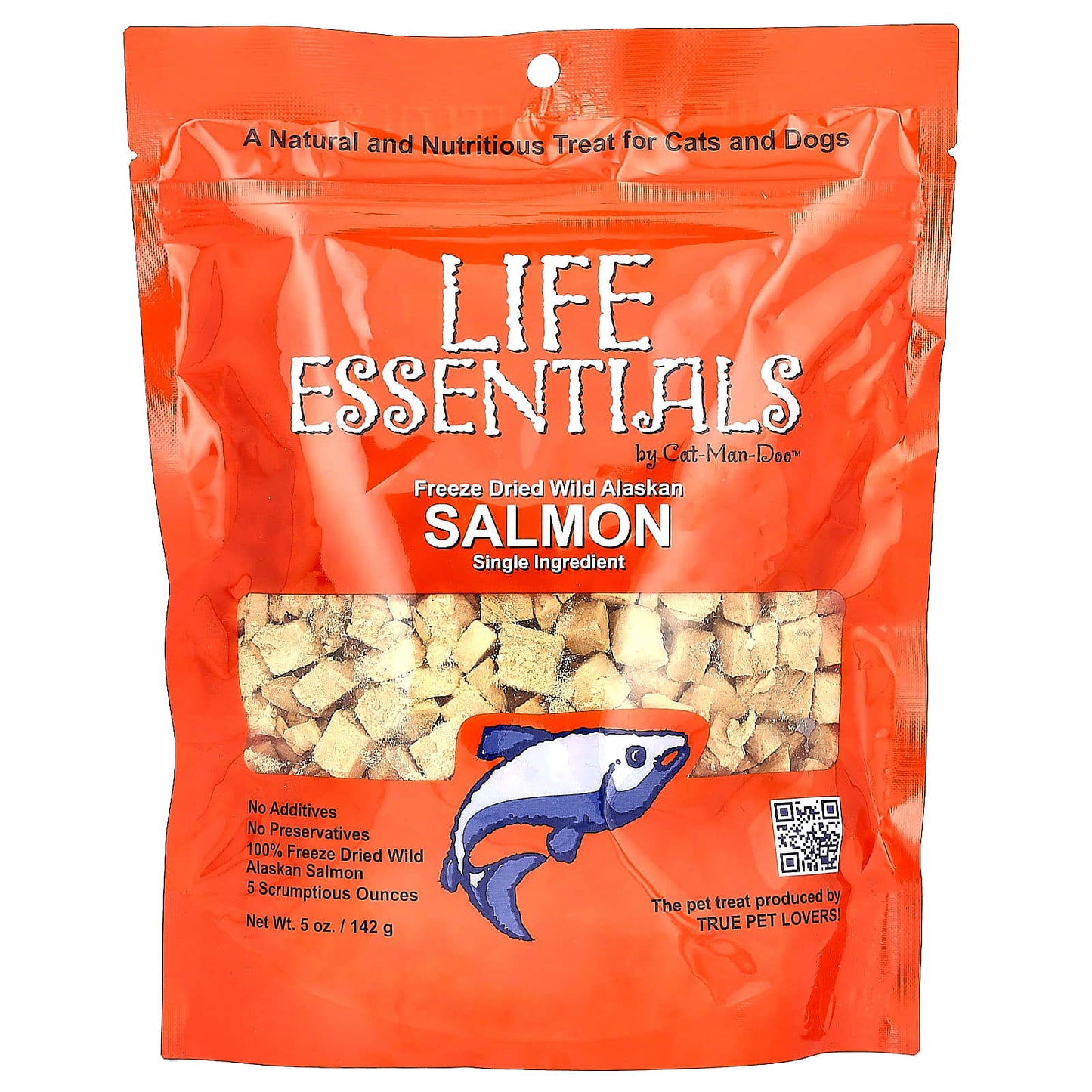 Cat-Man-Doo-Life Essentials-Freeze Dried Wild Alaskan Salmon-For Cats and Dogs-5 oz (142 g)