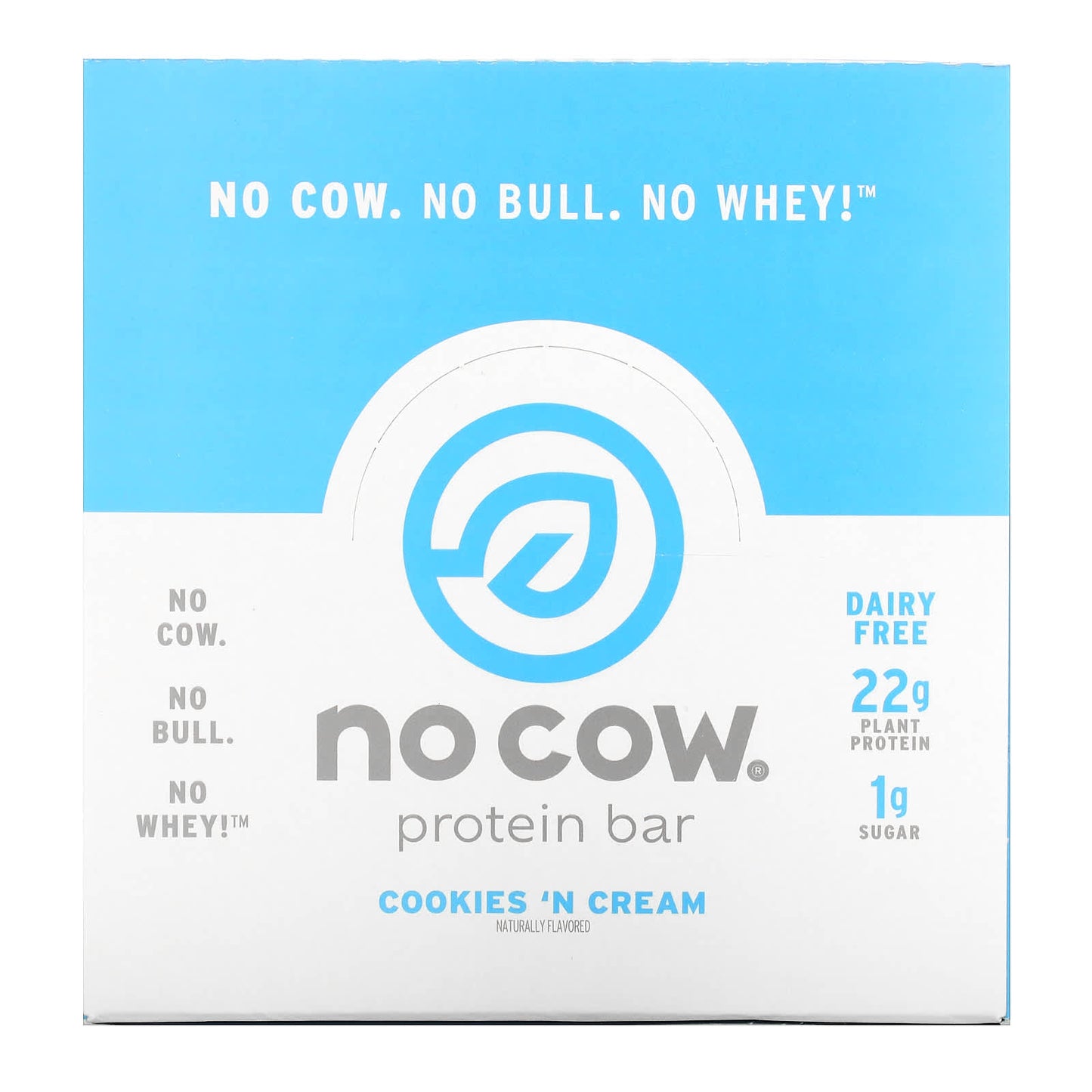 No Cow-Protein Bar-Cookies n Cream-12 Bars-2.12 oz (60 g)