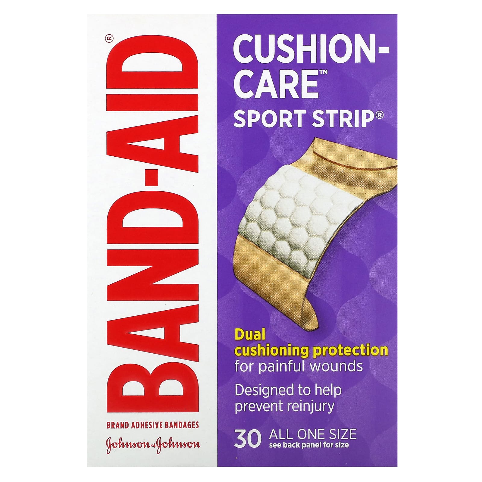 Band Aid-Adhesive Bandages-Cushion-Care Sport Strip-30 Bandages