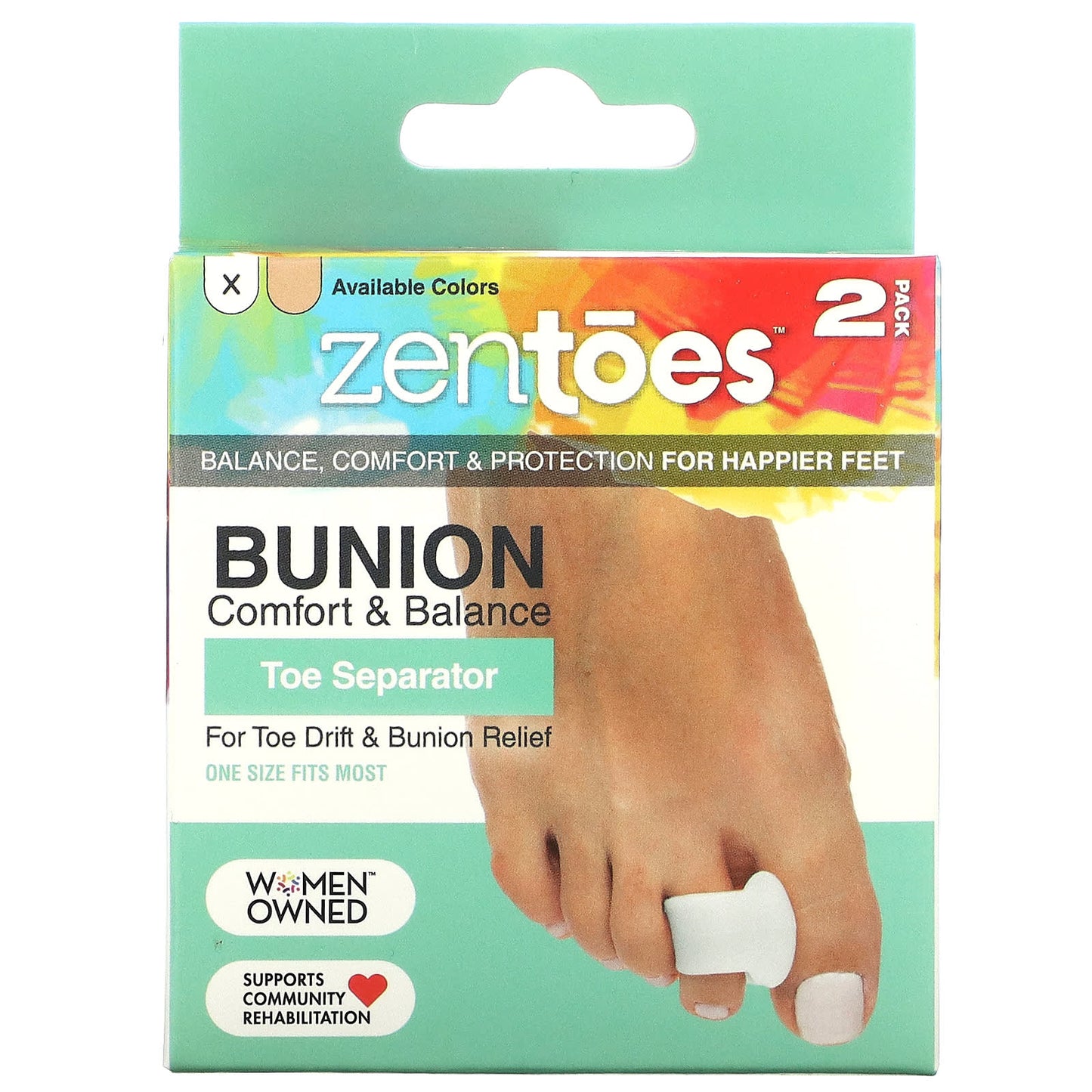 ZenToes-Toe Separator-Bunion Comfort & Balance-One Size Fits Most-2 Pack